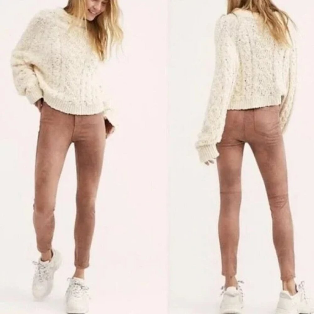 Free People We the Free micro suede skinny pants‎ taupe marble 27